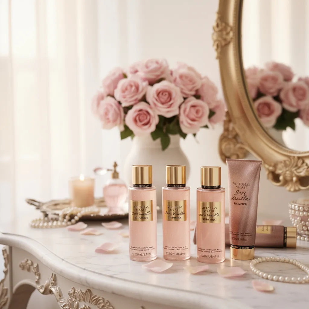 Victoria's Secret Com Brilho e Tradicional Original Body Splash Vanilla Shimmer E Creme Vanilla Importado