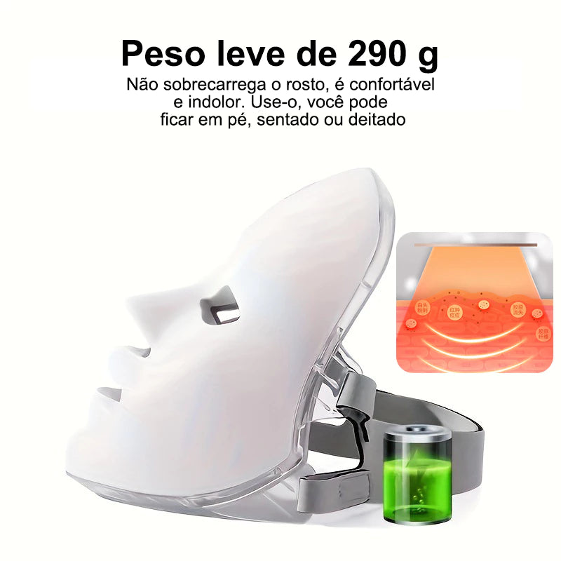 Máscara de LED 7 Cores para Terapia de Fóton, Cuidados com a Pele, Firmadora e Antienvelhecimento