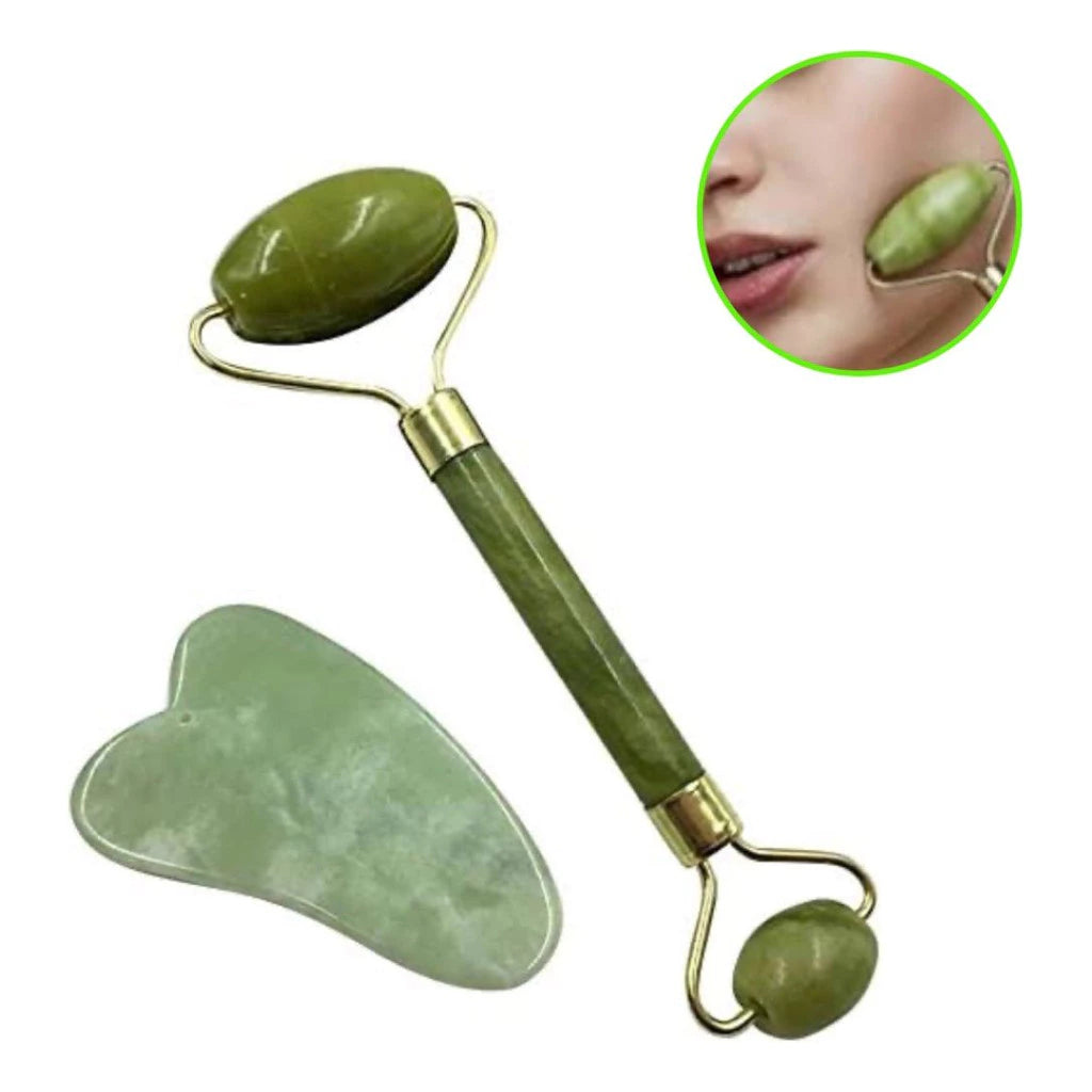 Kit Escova Facial Elétrica + Rolo Massageador Facial Pedra Esfoliante Limpeza Massageadora 5/1 Portátil