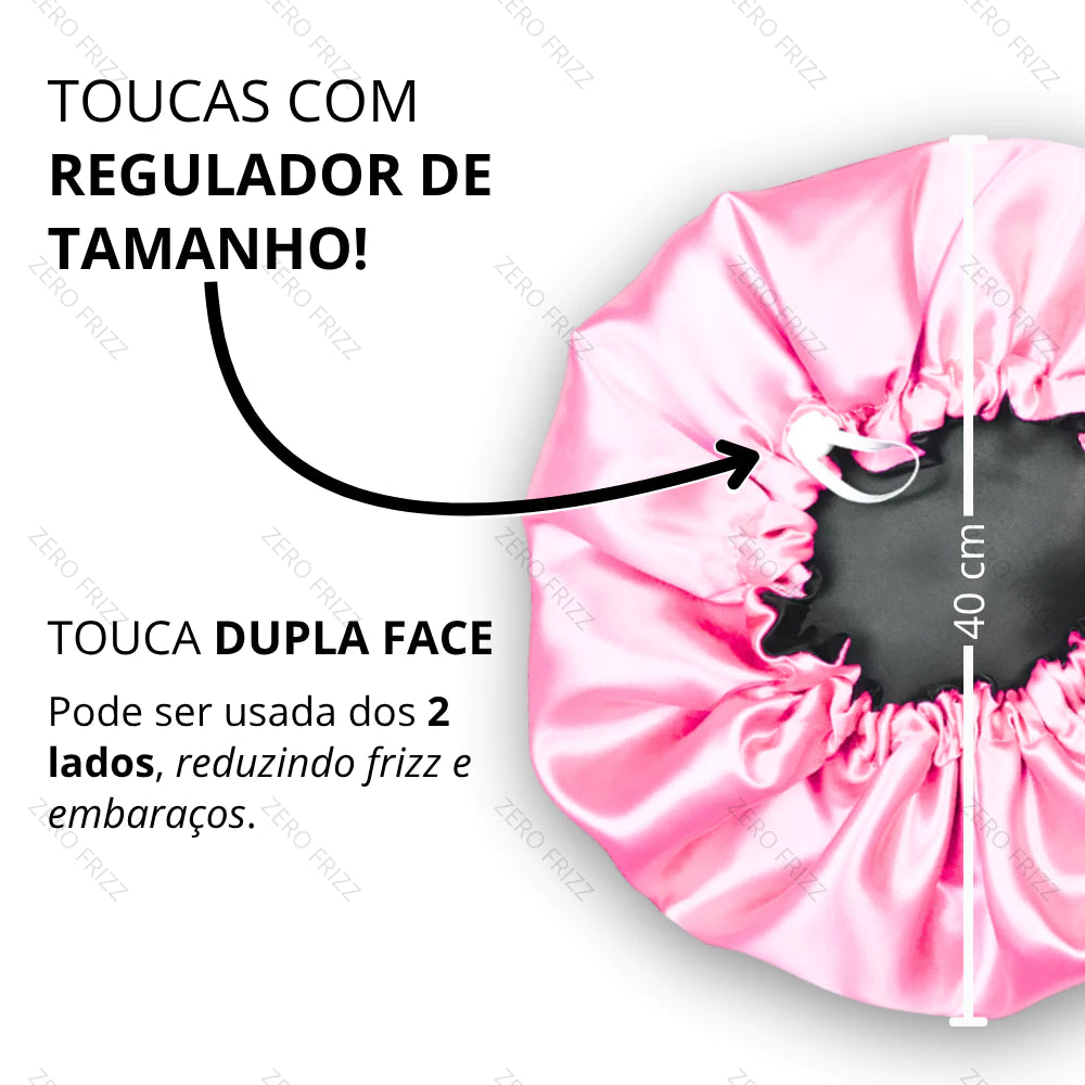 Kit c/2 - Toucas De Cetim Dupla Face Grande Forrada + 2 Fronhas De Cetim + 2 Xuxinhas